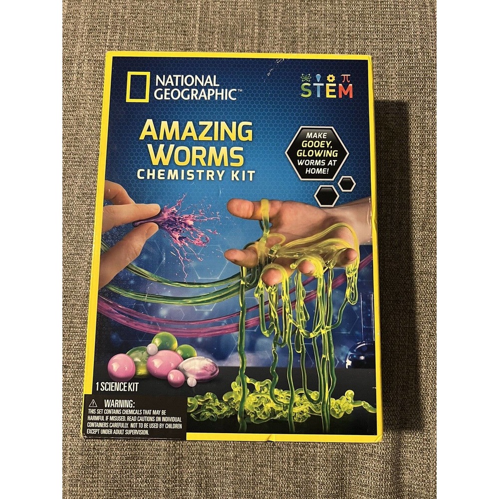 New NATIONAL GEOGRAPHIC Amazing Worms Chemistry Kit- Ages 8+ STEM 5 Experiments
